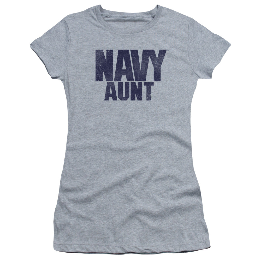 Navy - Aunt - Short Sleeve Junior Sheer - Athletic Heather T-shirt