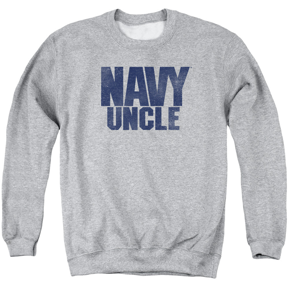 Navy - Uncle - Adult Crewneck Sweatshirt - Athletic Heather