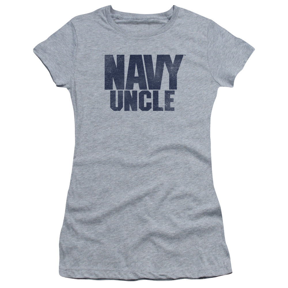 Navy - Uncle - Short Sleeve Junior Sheer - Athletic Heather T-shirt