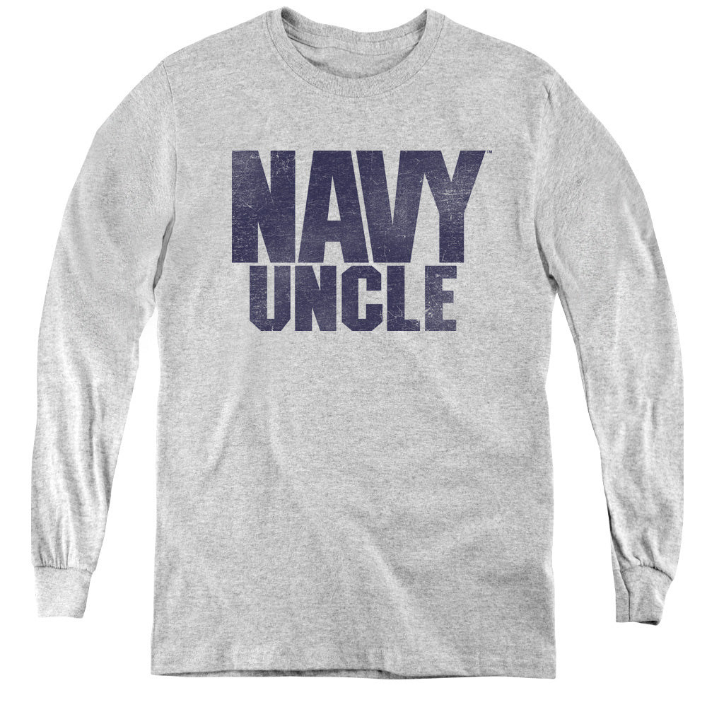 Navy - Uncle - Youth Long Sleeve Tee - Athletic Heather