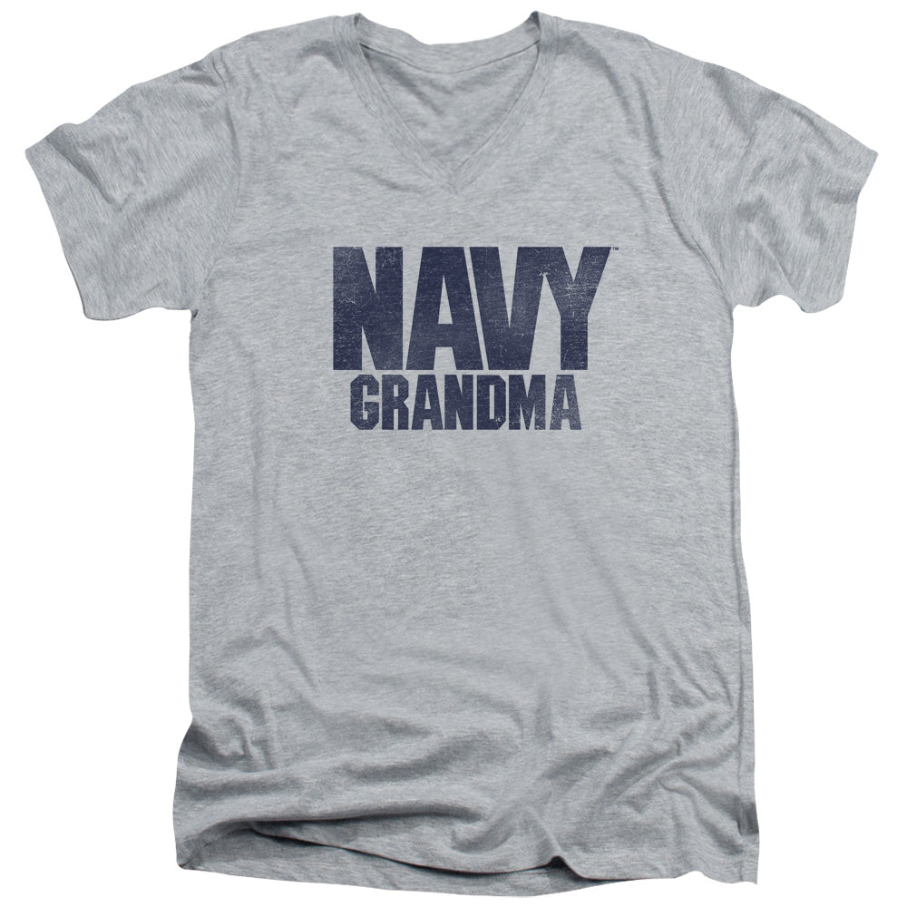 Navy - Grandma - Short Sleeve Adult V-neck 30/1 - Athletic Heather T-shirt