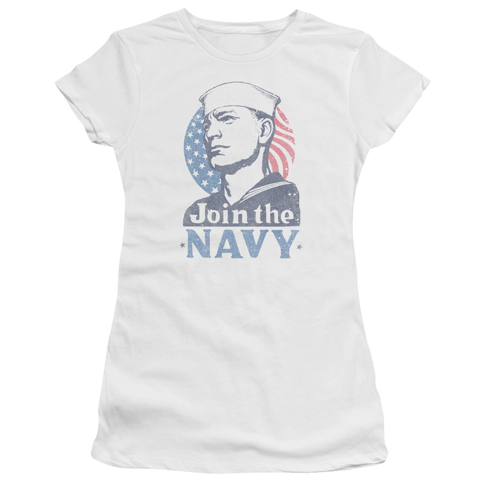 Navy - Join Now - Short Sleeve Junior Sheer - White T-shirt