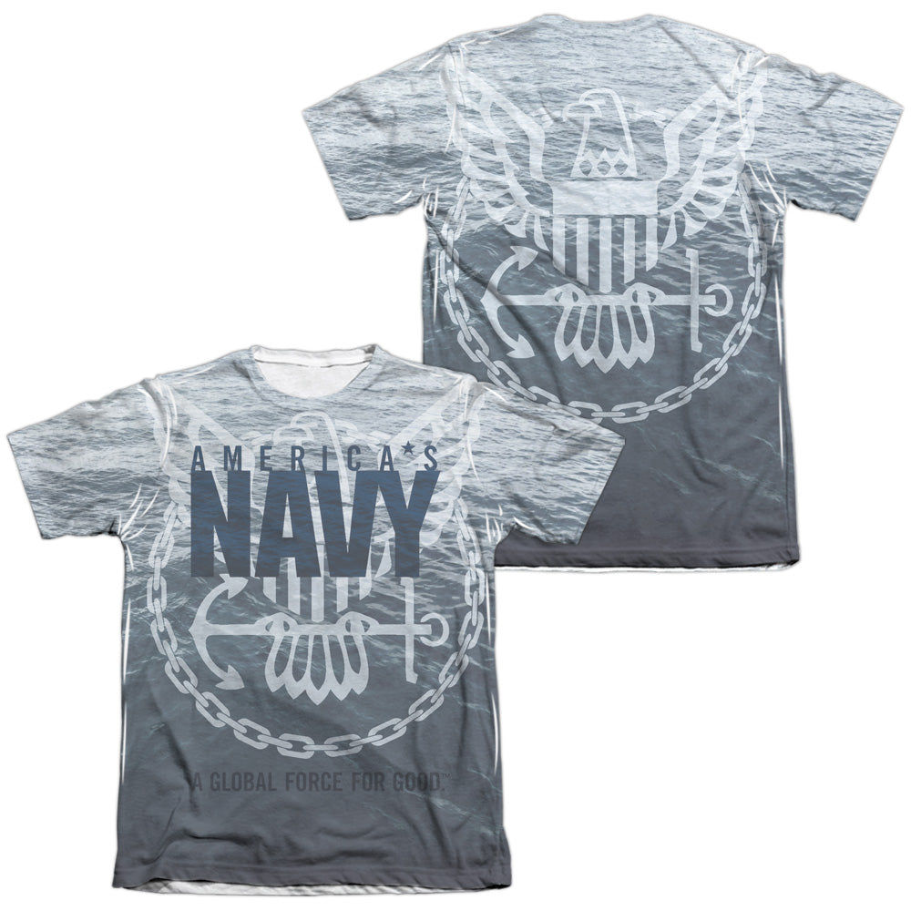 Navy - Force For Good (Front/back Print) - Adult Poly/cotton Short Sleeve Tee - White T-shirt
