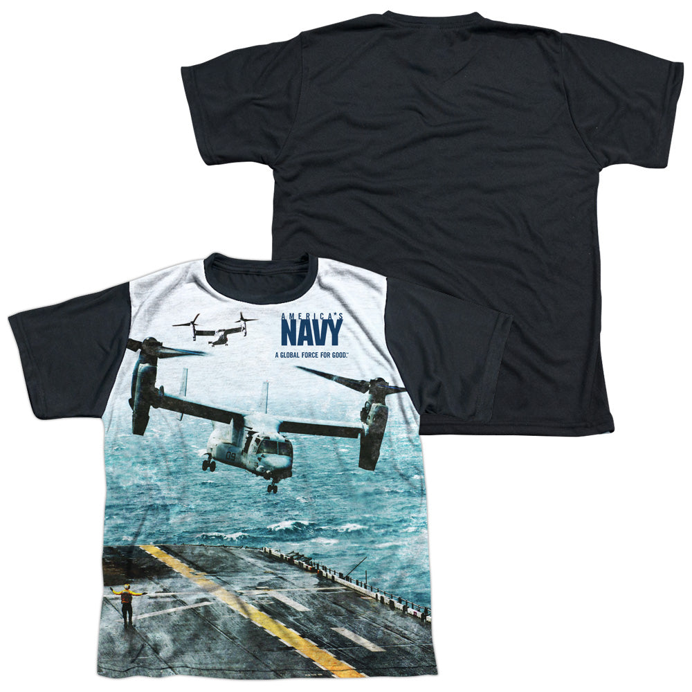 Navy - Osprey - Short Sleeve Youth White Front Black Back - White T-shirt