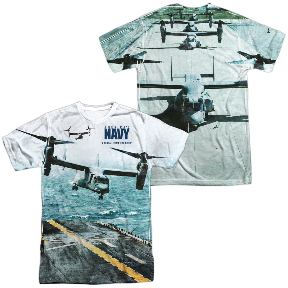 Navy - Osprey (Front/back Print) - Short Sleeve Adult Poly Crew - White T-shirt