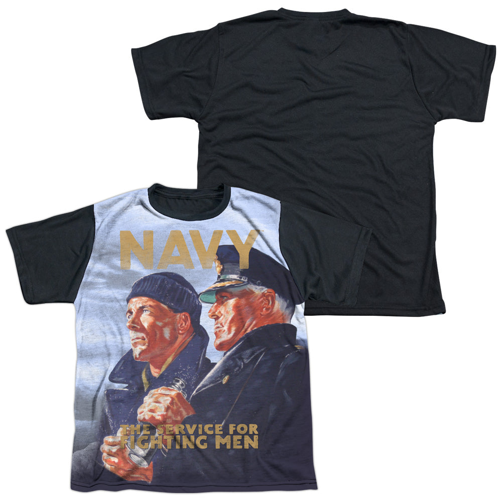 Navy - Long Gaze - Short Sleeve Youth White Front Black Back - White T-shirt