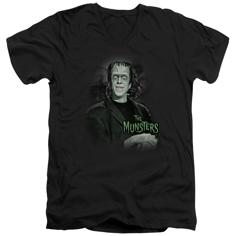 The Munsters - Man Of The House - Short Sleeve Adult V-neck - Black T-shirt