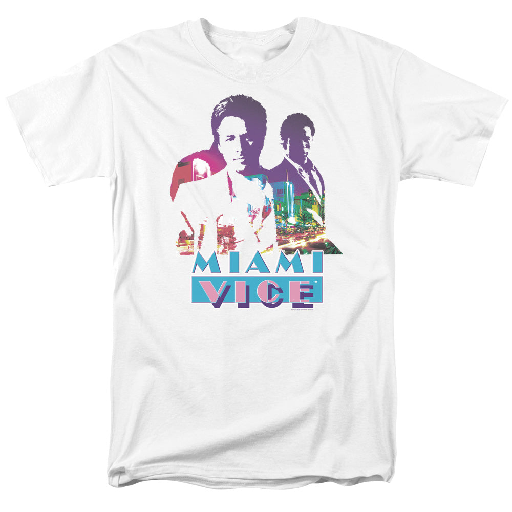 Miami Vice - Crockett And Tubbs - Short Sleeve Adult 18/1 - White T-shirt