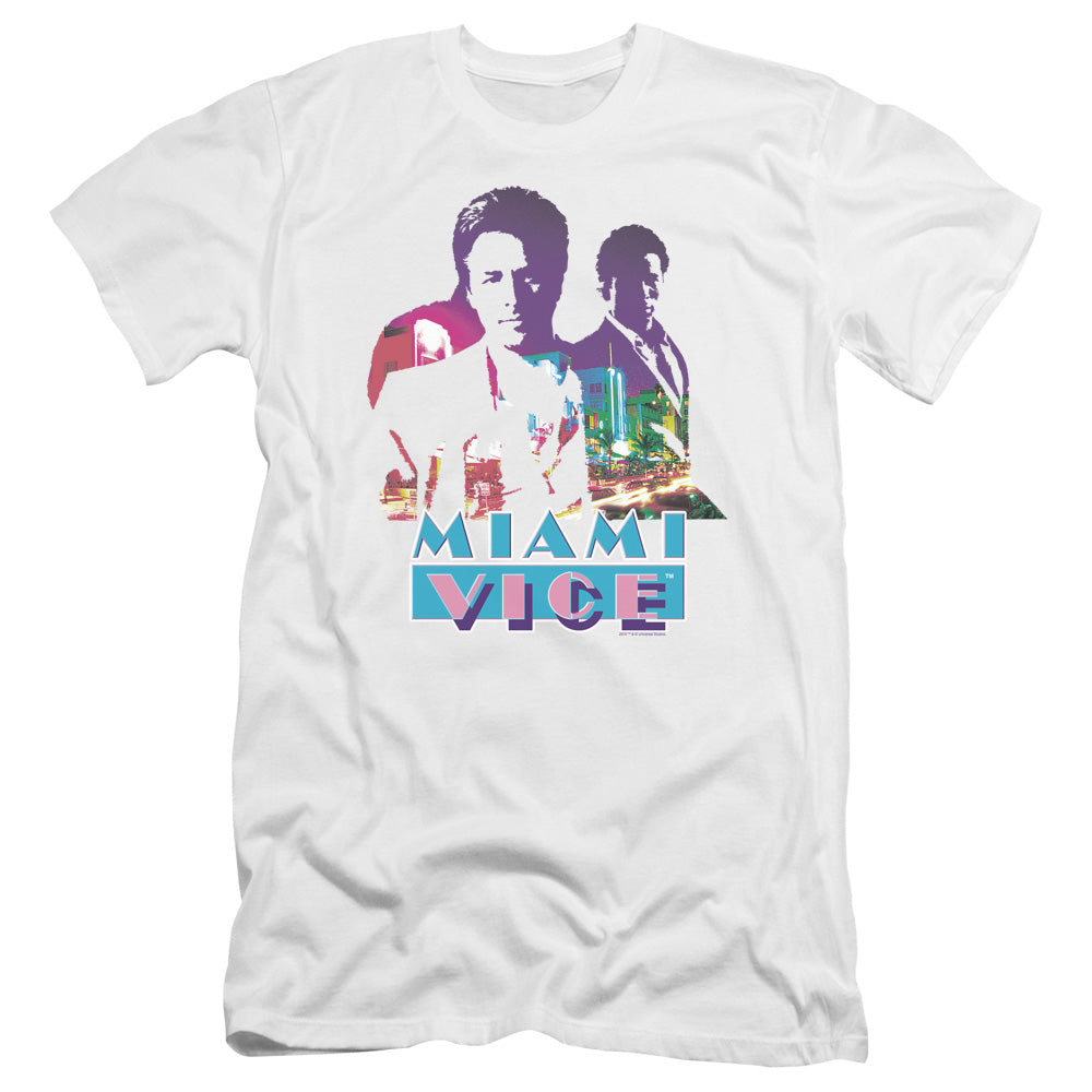 Miami Vice - Crockett And Tubbs-premuim Canvas Adult Slim Fit 30/1 - White