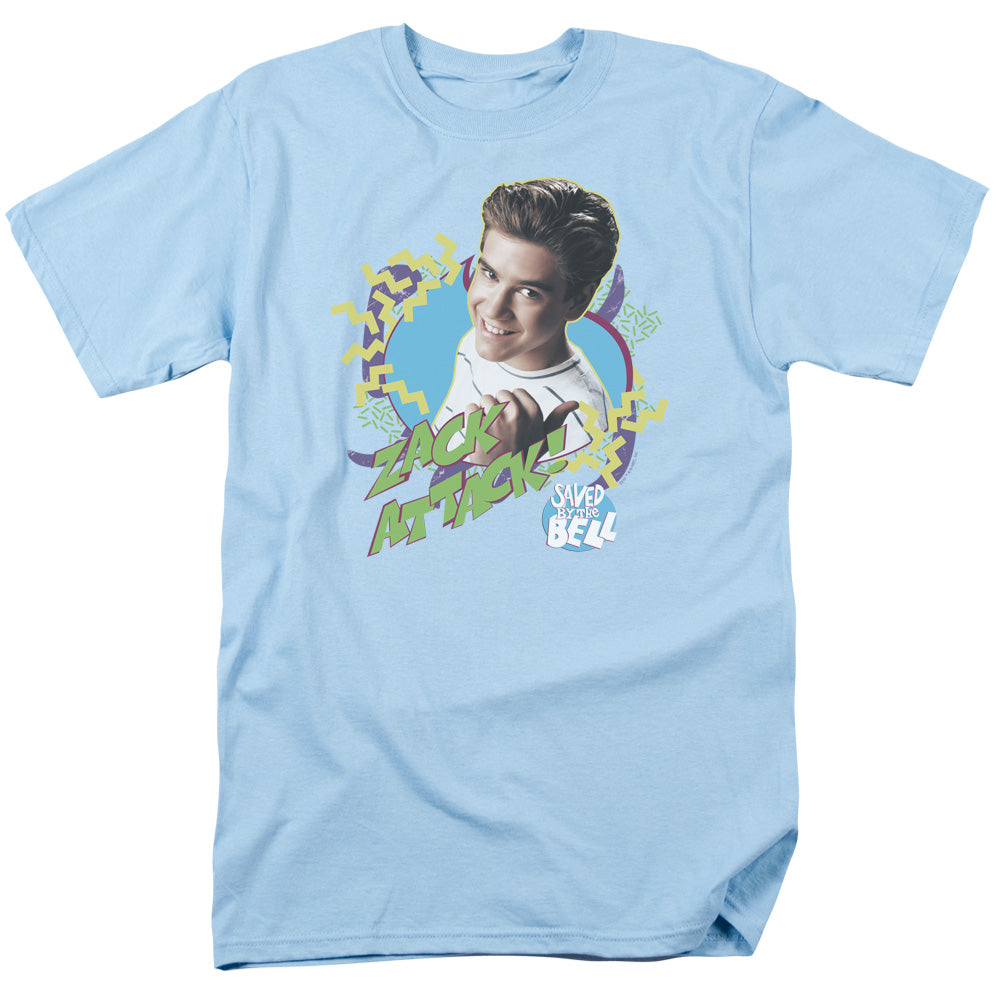 Saved By The Bell - Zack Attack - Short Sleeve Adult 18/1 - Light Blue T-shirt