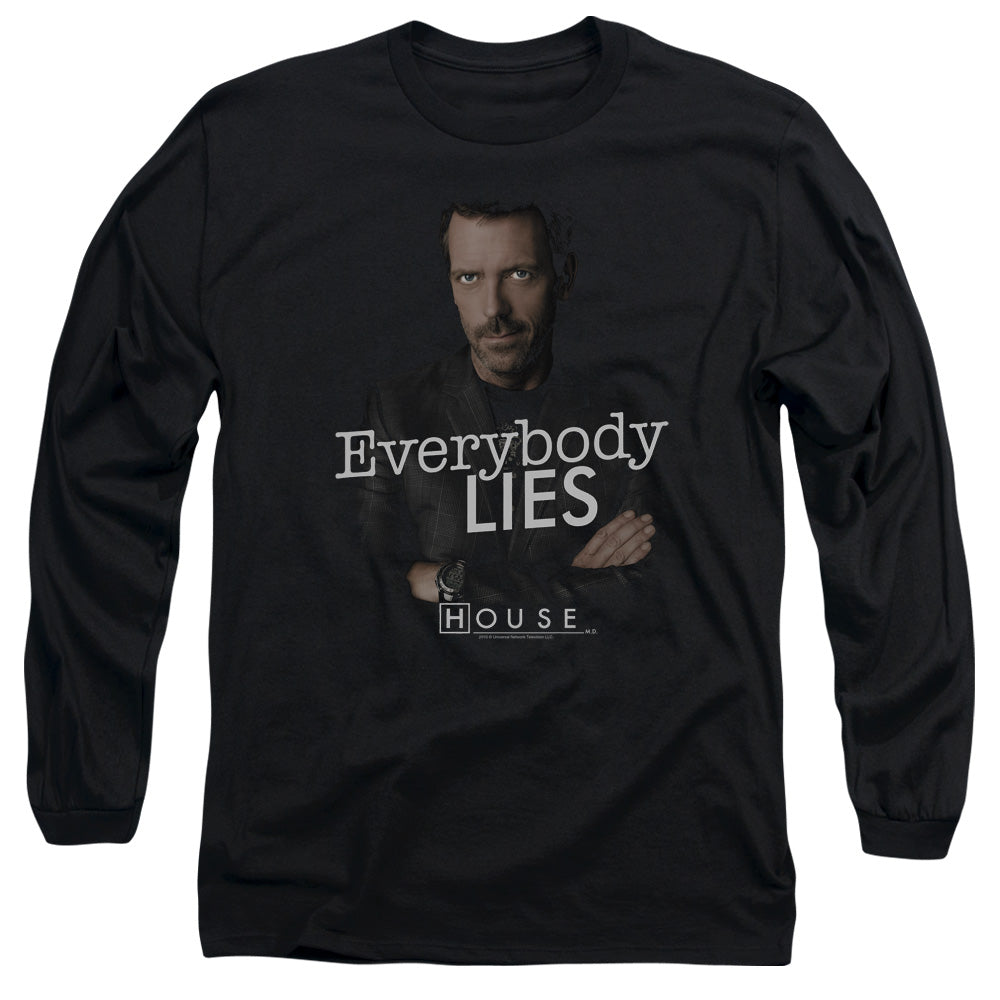 House - Everybody Lies - Long Sleeve Adult 18/1 - Black T-shirt