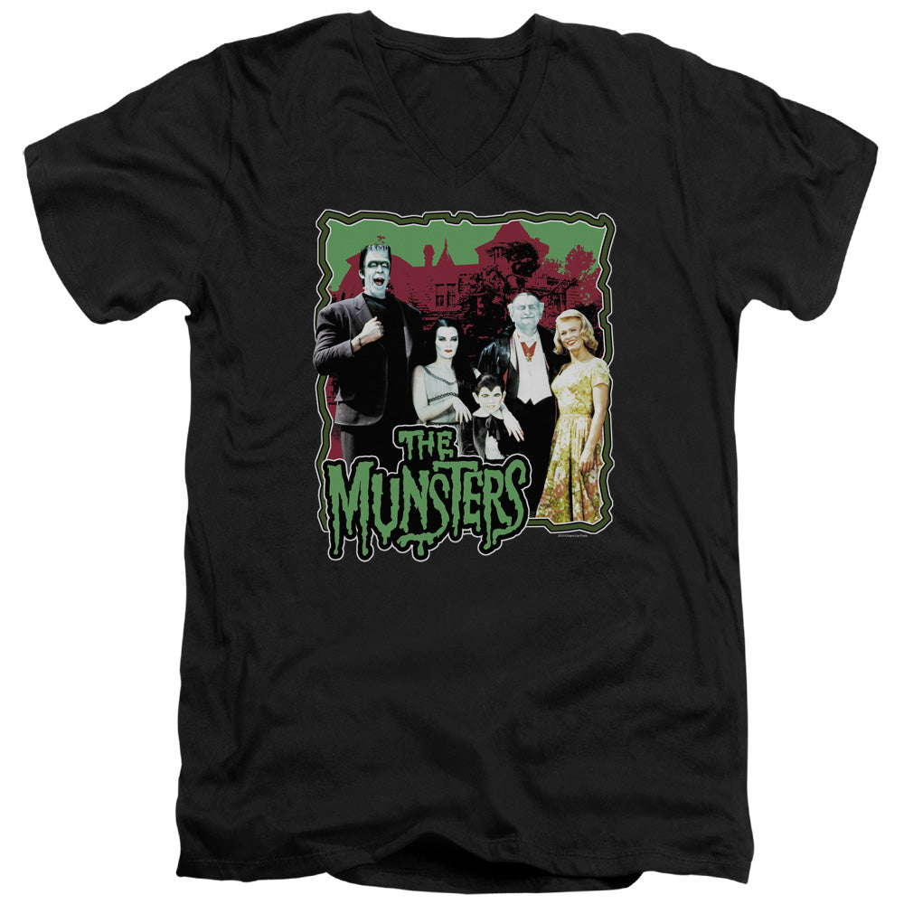 The Munsters - Normal Family - Short Sleeve Adult V-neck - Black T-shirt