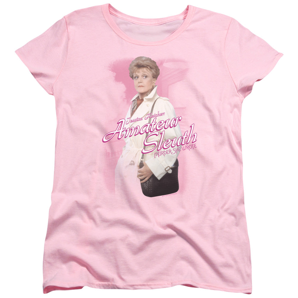 Murder She Wrote - Amateur Sleuth - Short Sleeve Womens Tee - Pink T-shirt