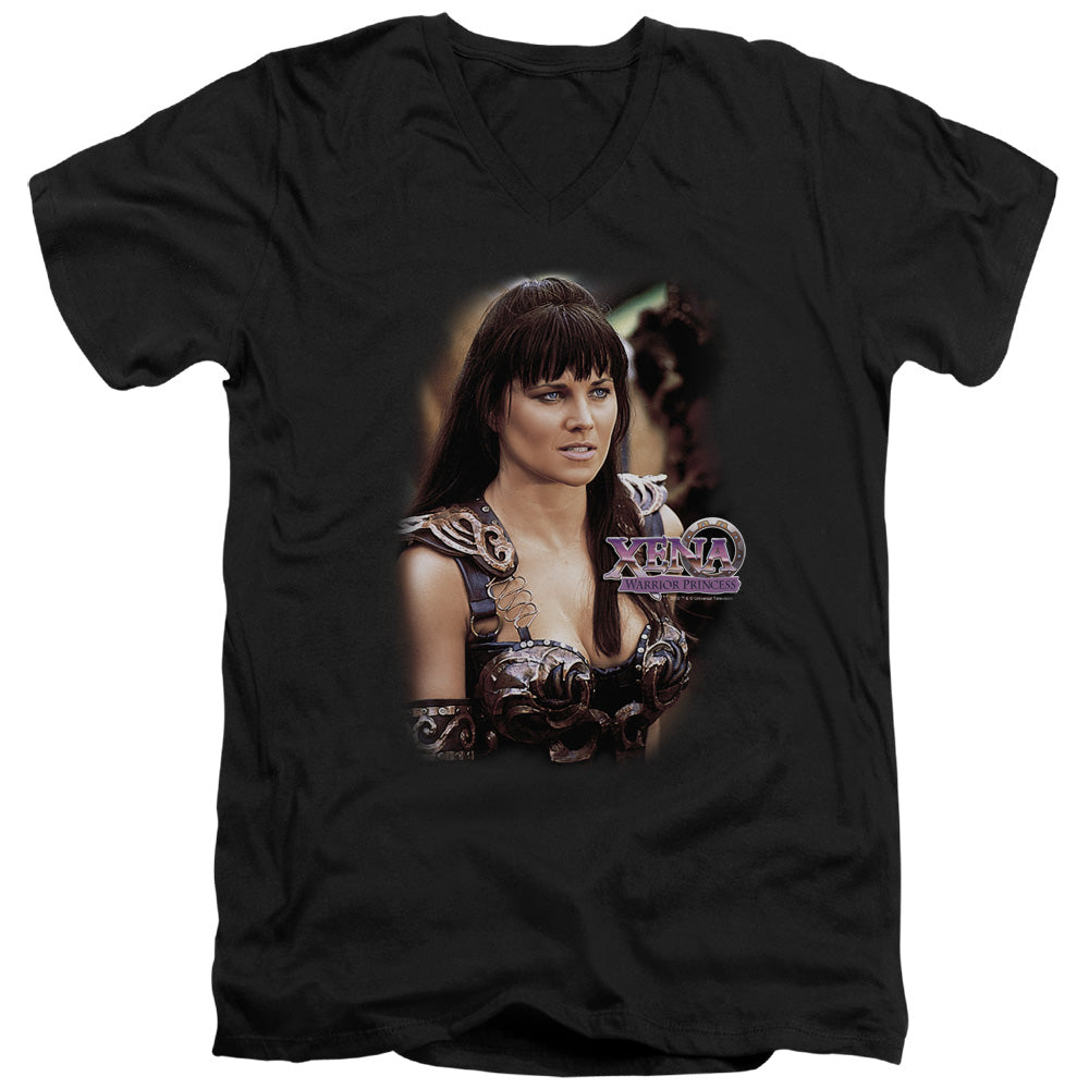 Xena - Warrior Princess - Short Sleeve Adult V-neck - Black T-shirt