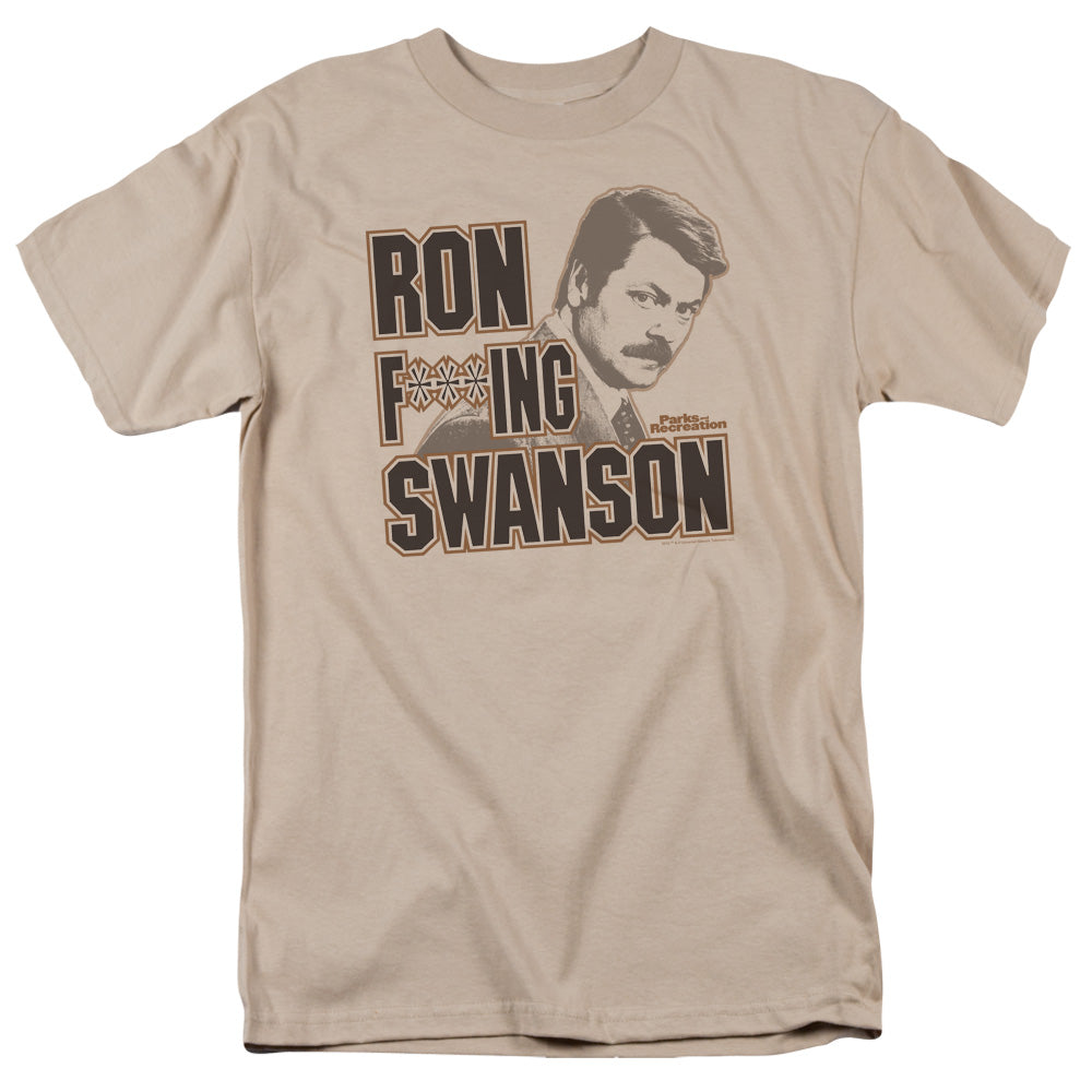 Parks And Rec - Ron F***ing Swanson - Short Sleeve Adult 18/1 - Sand T-shirt