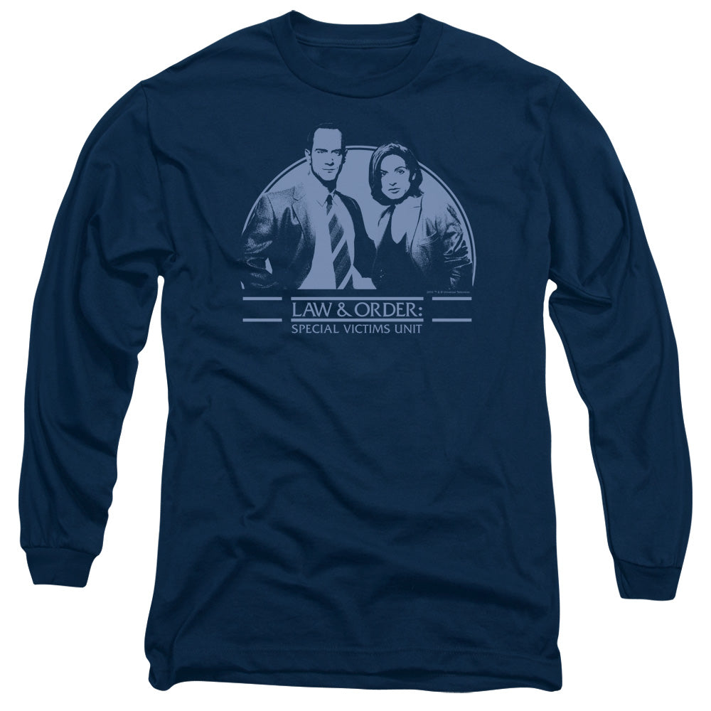 Law And Order Svu - Elliot And Olivia - Long Sleeve Adult 18/1 - Navy T-shirt