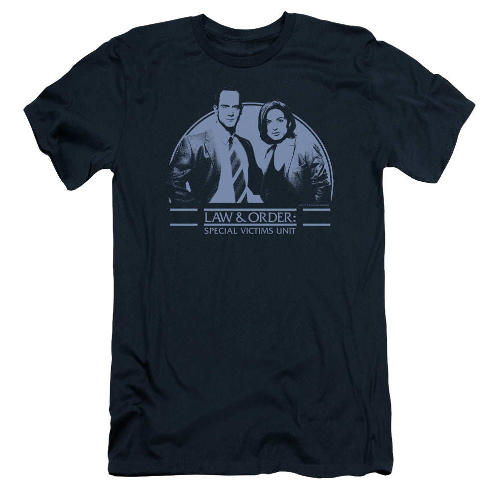 Law And Order Svu - Elliot And Olivia - Short Sleeve Adult 30/1 - Navy T-shirt
