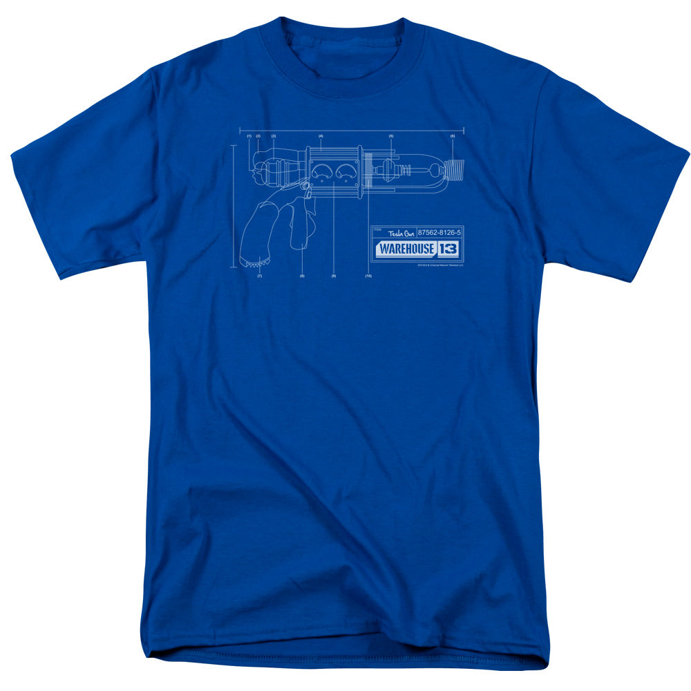 Warehouse 13 - Tesla Gun - Short Sleeve Adult 18/1 - Royal Blue T-shirt