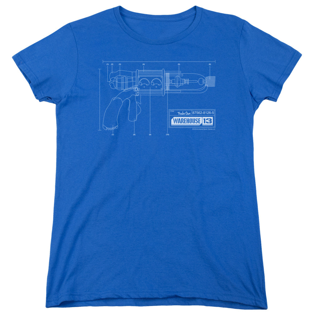 Warehouse 13 - Tesla Gun - Short Sleeve Womens Tee - Royal Blue T-shirt