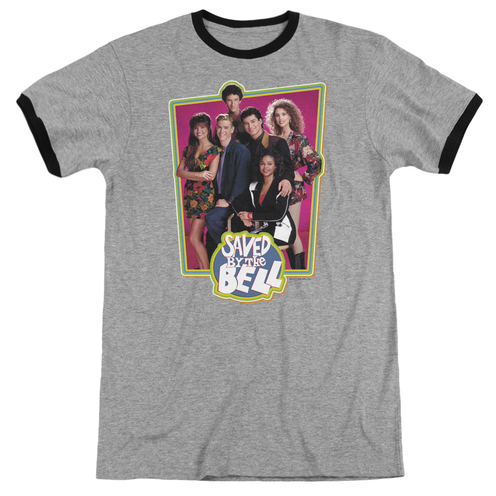Saved By The Bellong Sleeveaved Cast - Adult Ringer - Heather - Black T-shirt