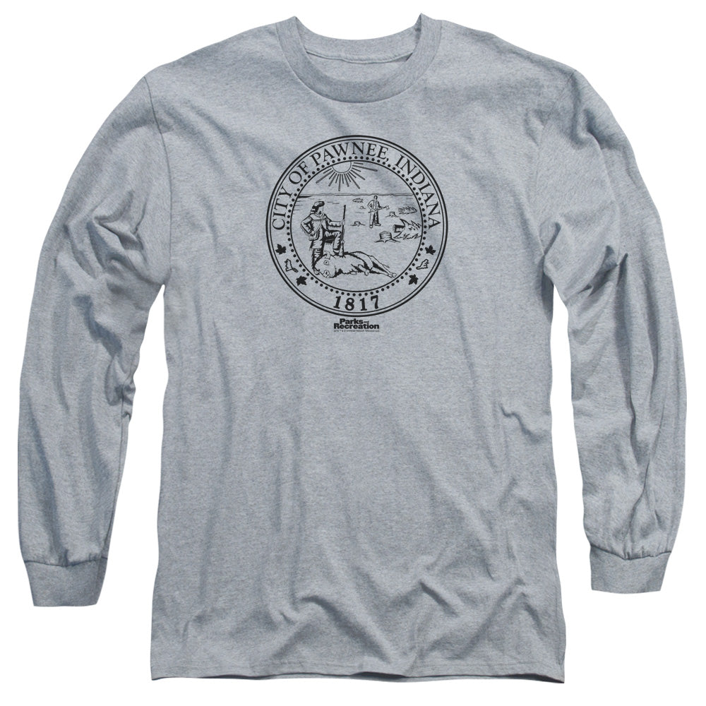 Parks And Rec - Pawnee Seal - Long Sleeve Adult 18/1 - Athletic Heather T-shirt