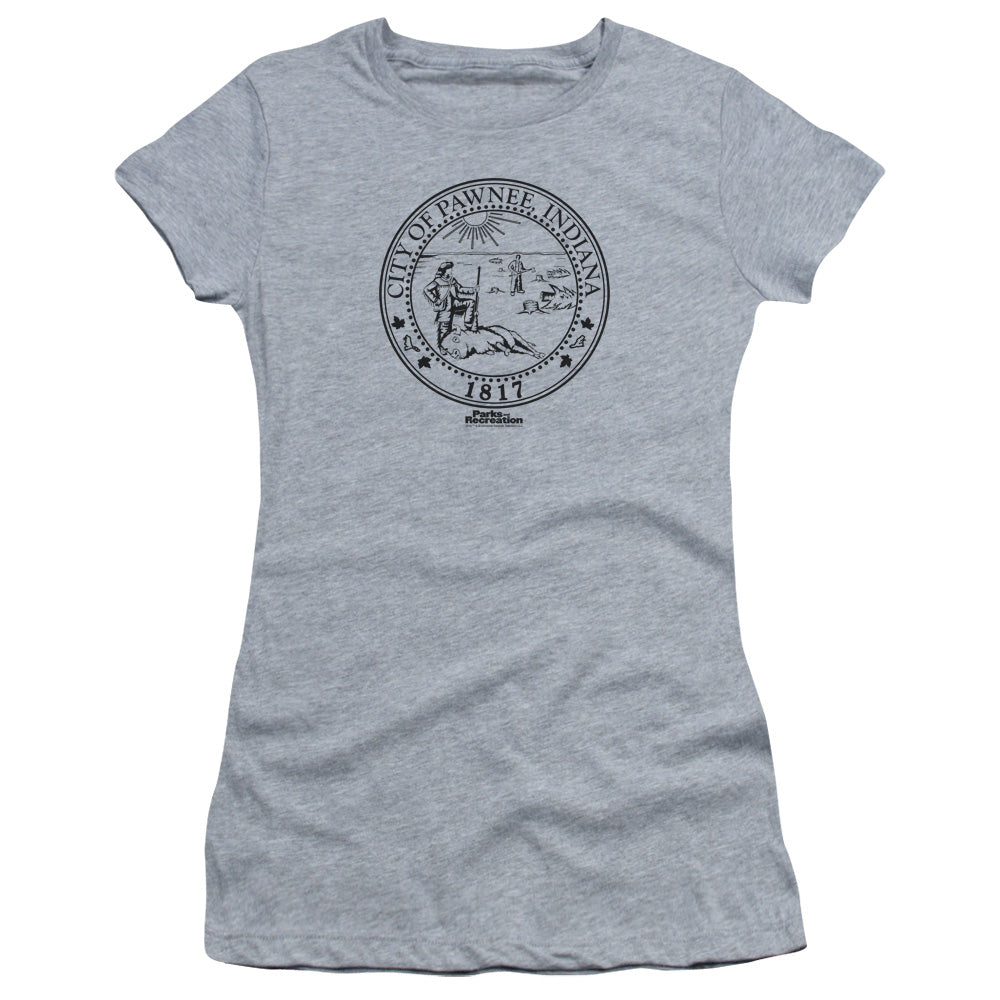 Parks And Rec - Pawnee Seal - Short Sleeve Junior Sheer - Athletic Heather T-shirt