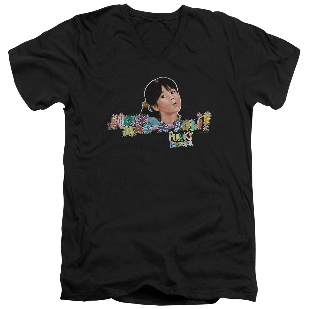Punky Brewster - Holy Mac A Noli - Short Sleeve Adult V-neck 30/1 - Black T-shirt