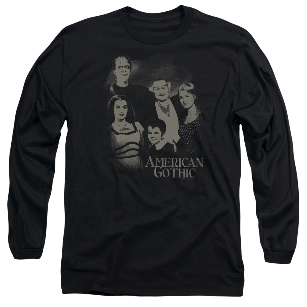 The Munsters - American Gothic - Long Sleeve Adult 18/1 - Black T-shirt