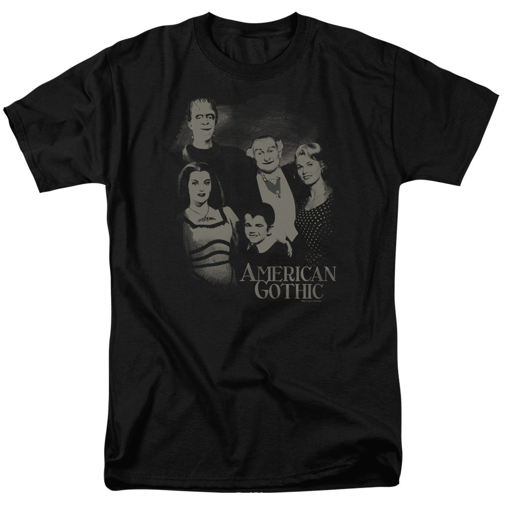 The Munsters - American Gothic - Short Sleeve Adult 18/1 - Black T-shirt