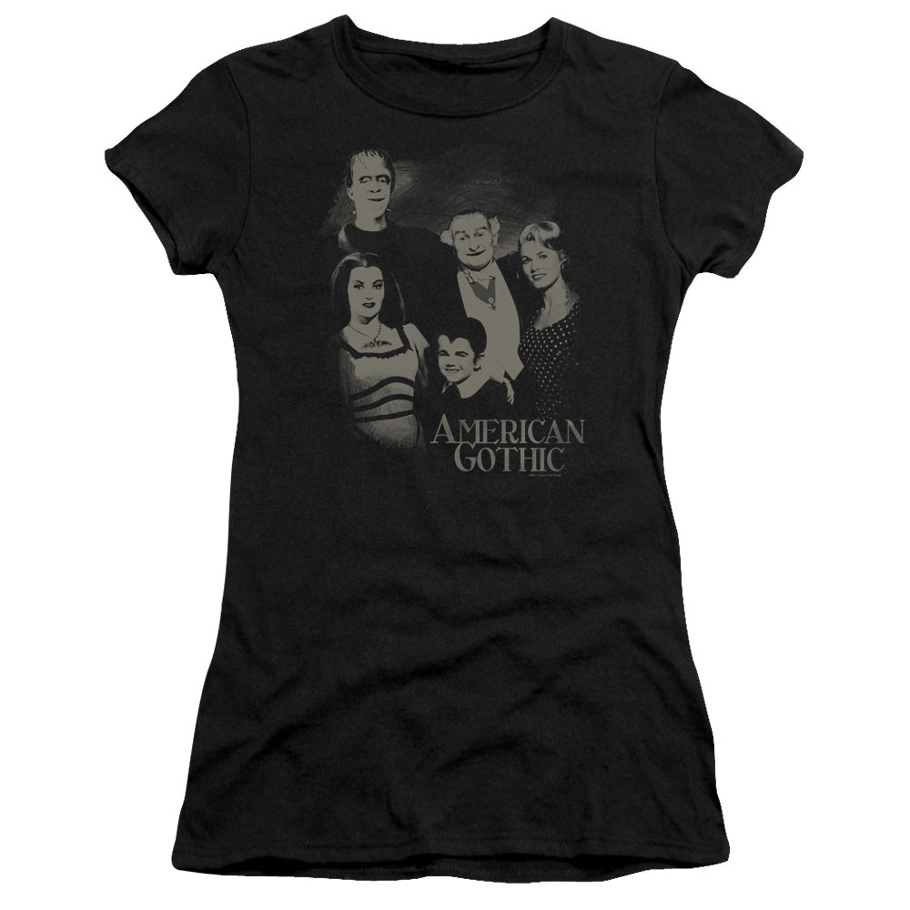 The Munsters - American Gothic - Short Sleeve Junior Sheer - Black T-shirt