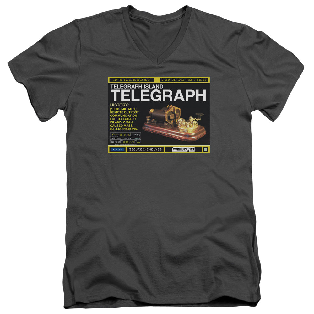 Warehouse 13 - Telegraph Island - Short Sleeve Adult V-neck - Charcoal T-shirt
