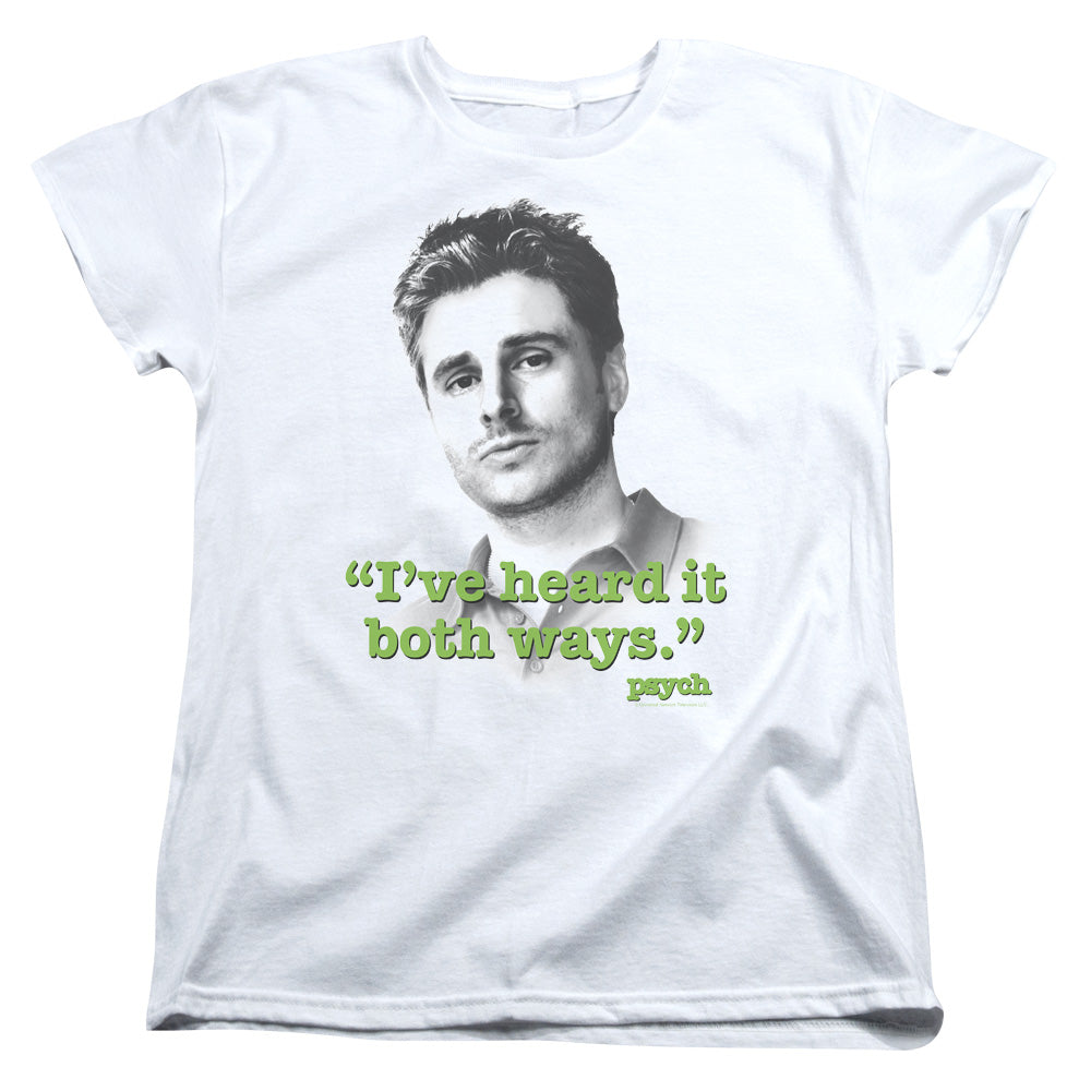 Psych - Both Ways - Short Sleeve Womens Tee - White T-shirt