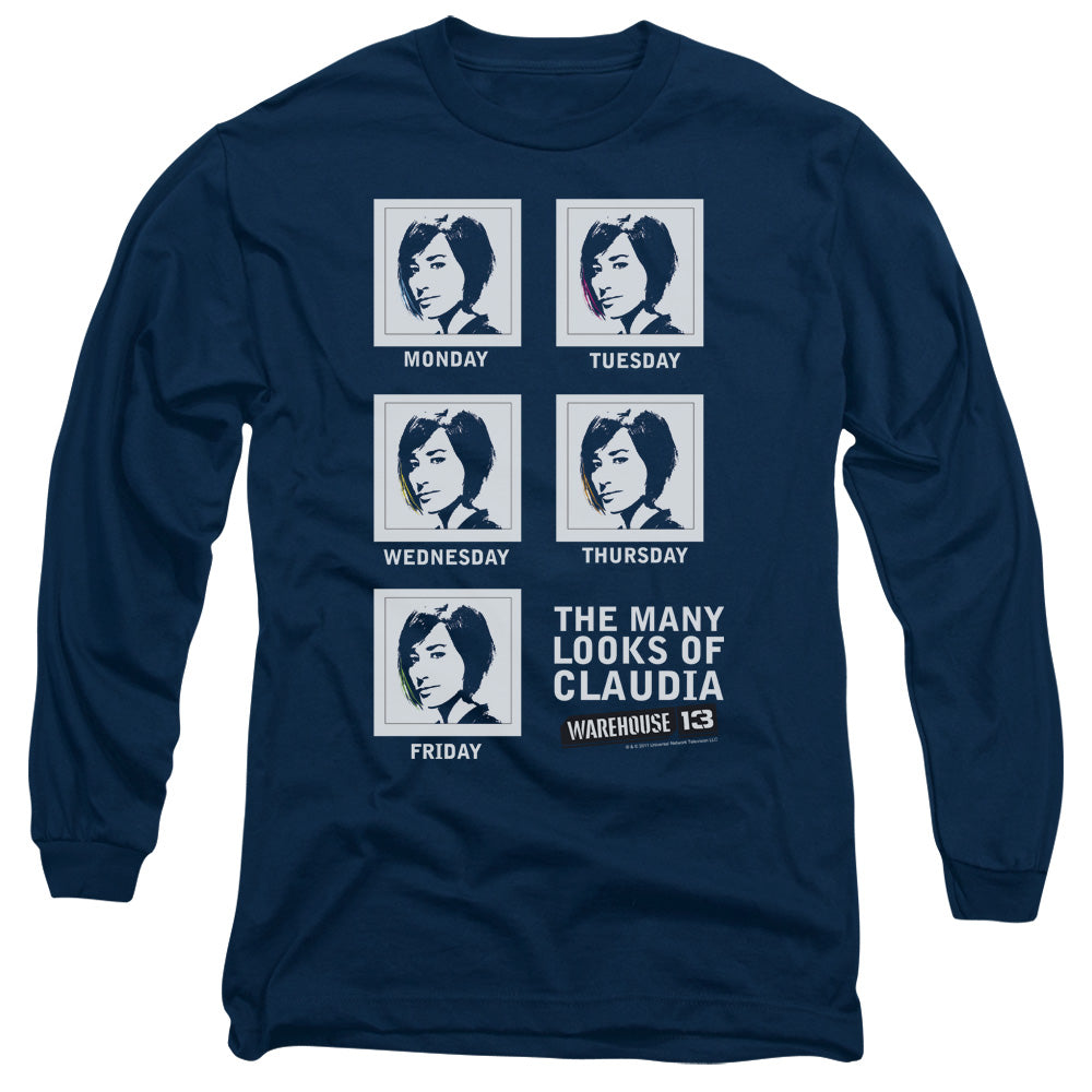 Warehouse 13 - Many Looks - Long Sleeve Adult 18/1 - Navy T-shirt