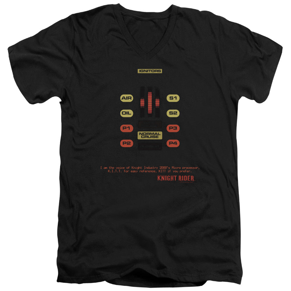 Knight Rider - Kitt Consol - Short Sleeve Adult V-neck - Black T-shirt