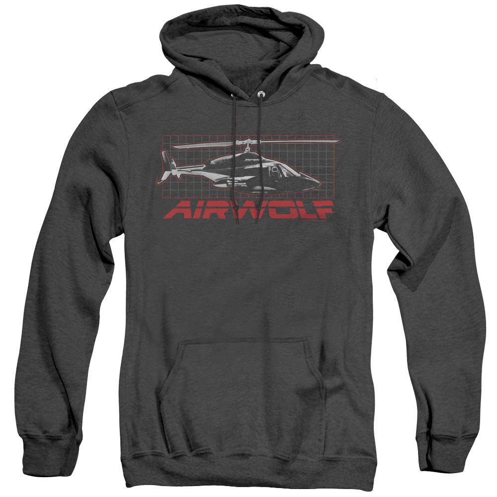 Airwolf - Grid - Adult Heather Hoodie - Black