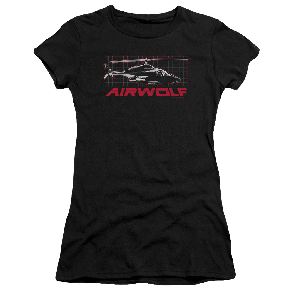Airwolf - Grid - Short Sleeve Junior Sheer - Black T-shirt