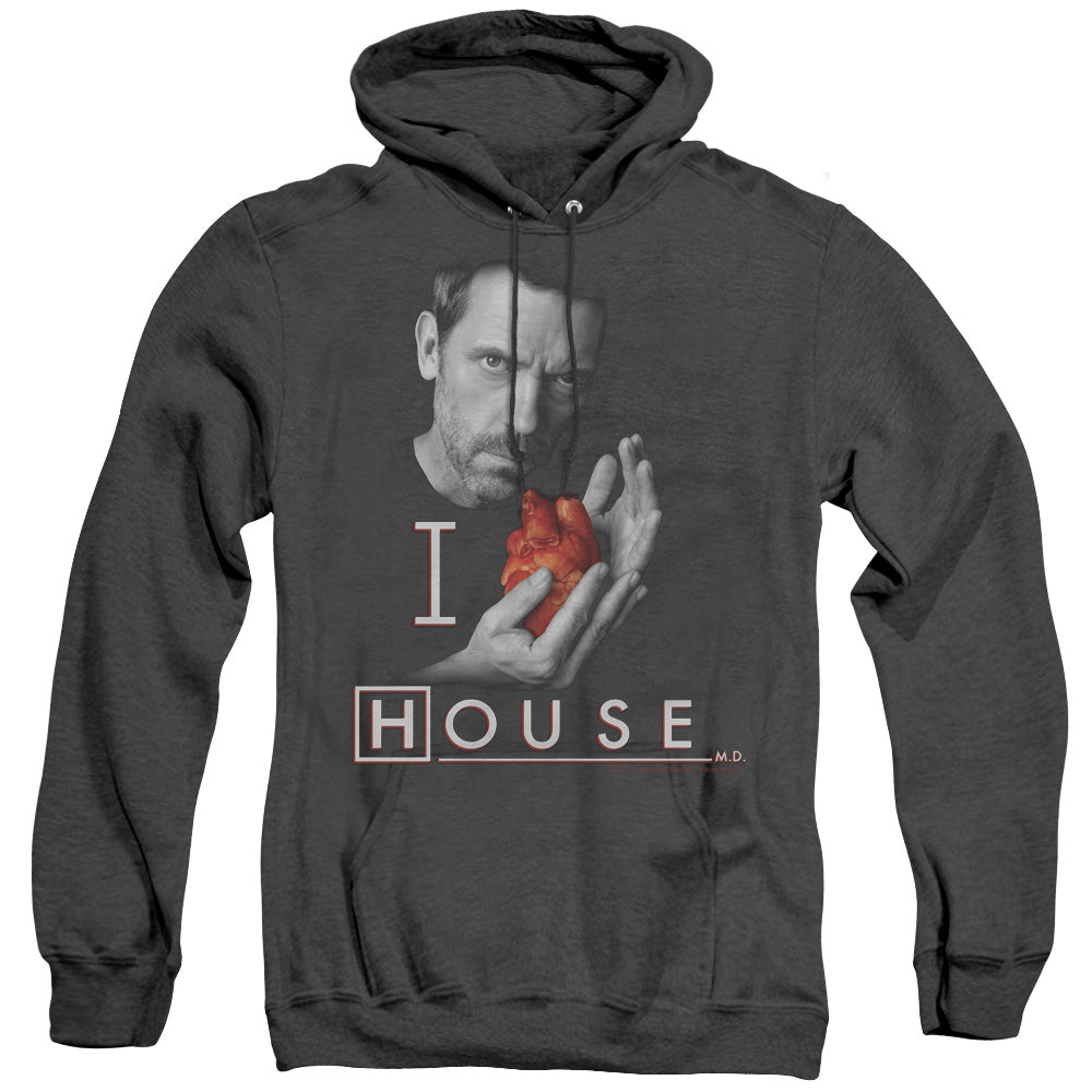 House - I Heart House - Adult Heather Hoodie - Black