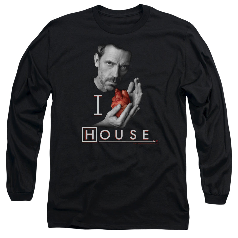 House - I Heart House - Long Sleeve Adult 18/1 - Black T-shirt