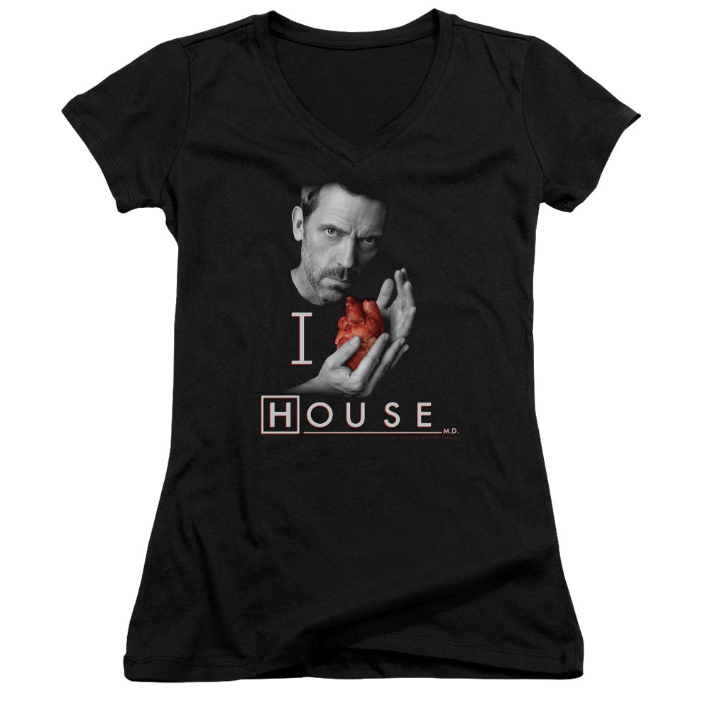 House - I Heart House - Junior V-neck - Black