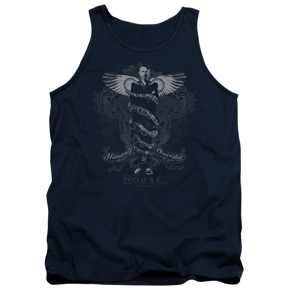 House - Humanity Is Overrated - Adult Tank - Navy
