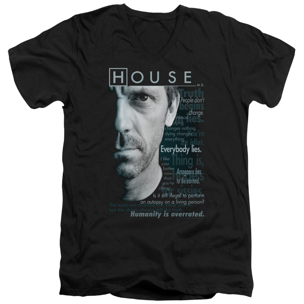 HOUSE HOUSEISMS - S/S ADULT V-NECK - BLACK T-Shirt