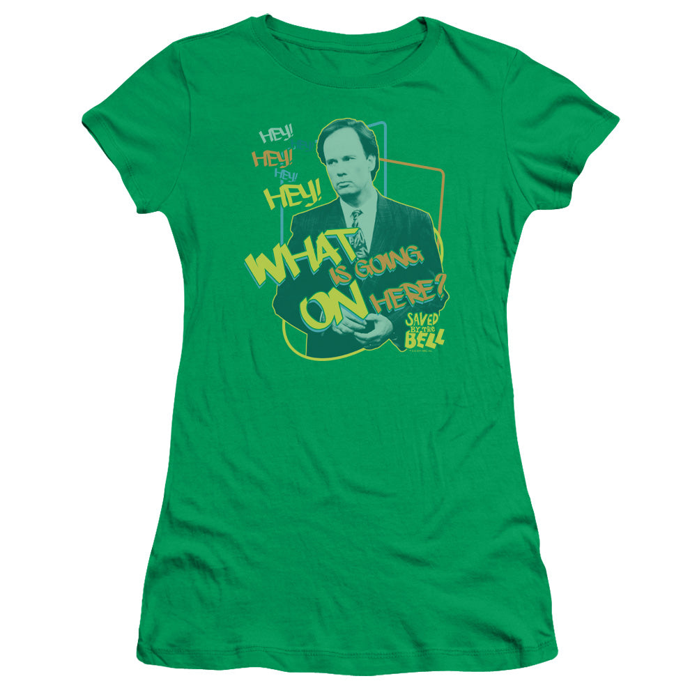 Saved By The Bell - Mr. Belding - Short Sleeve Junior Sheer - Kelly Green T-shirt