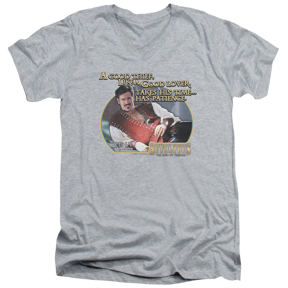 Xena - A Good Thief - Short Sleeve Adult V-neck - Athletic Heather T-shirt