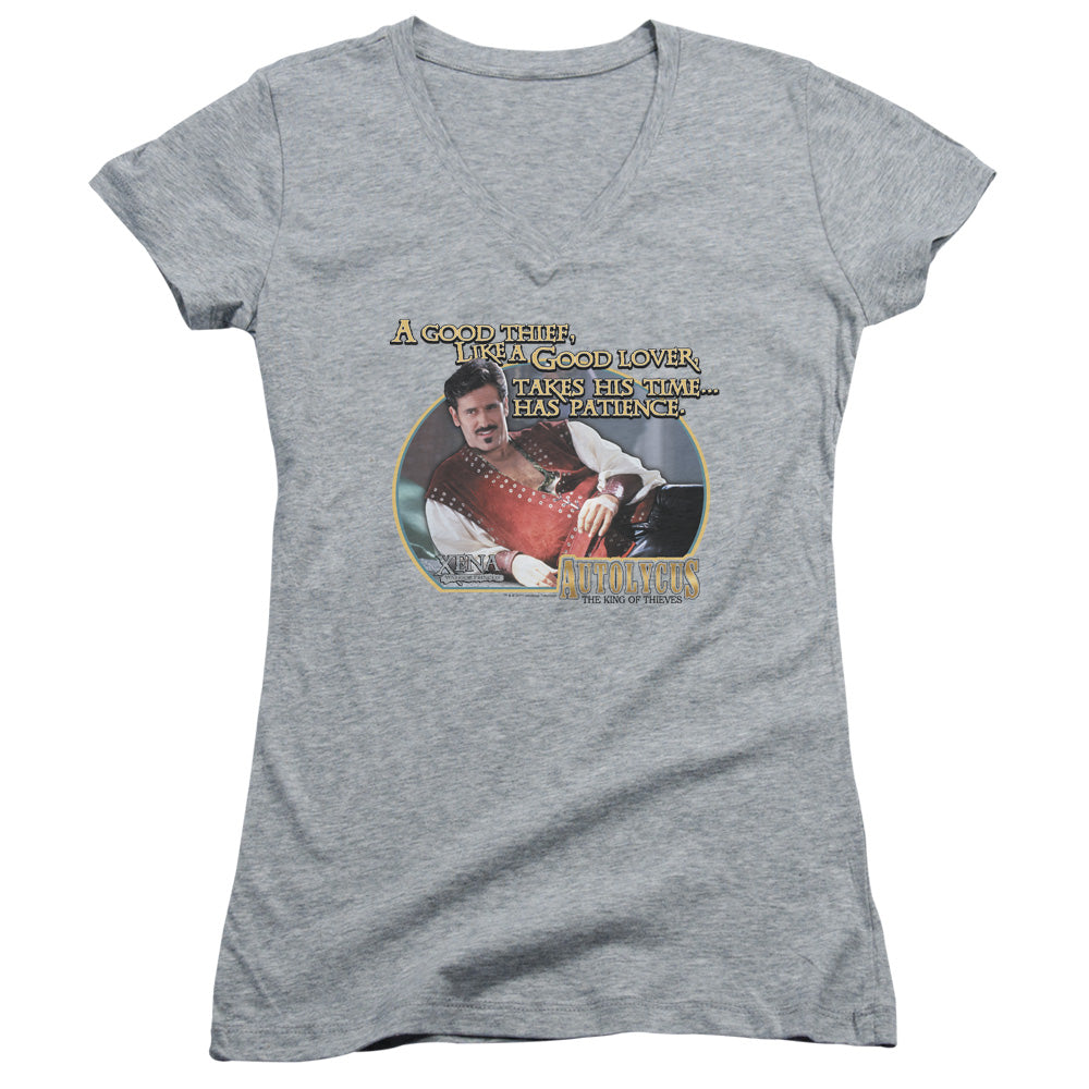 Xena - A Good Thief - Junior V-neck - Athletic Heather