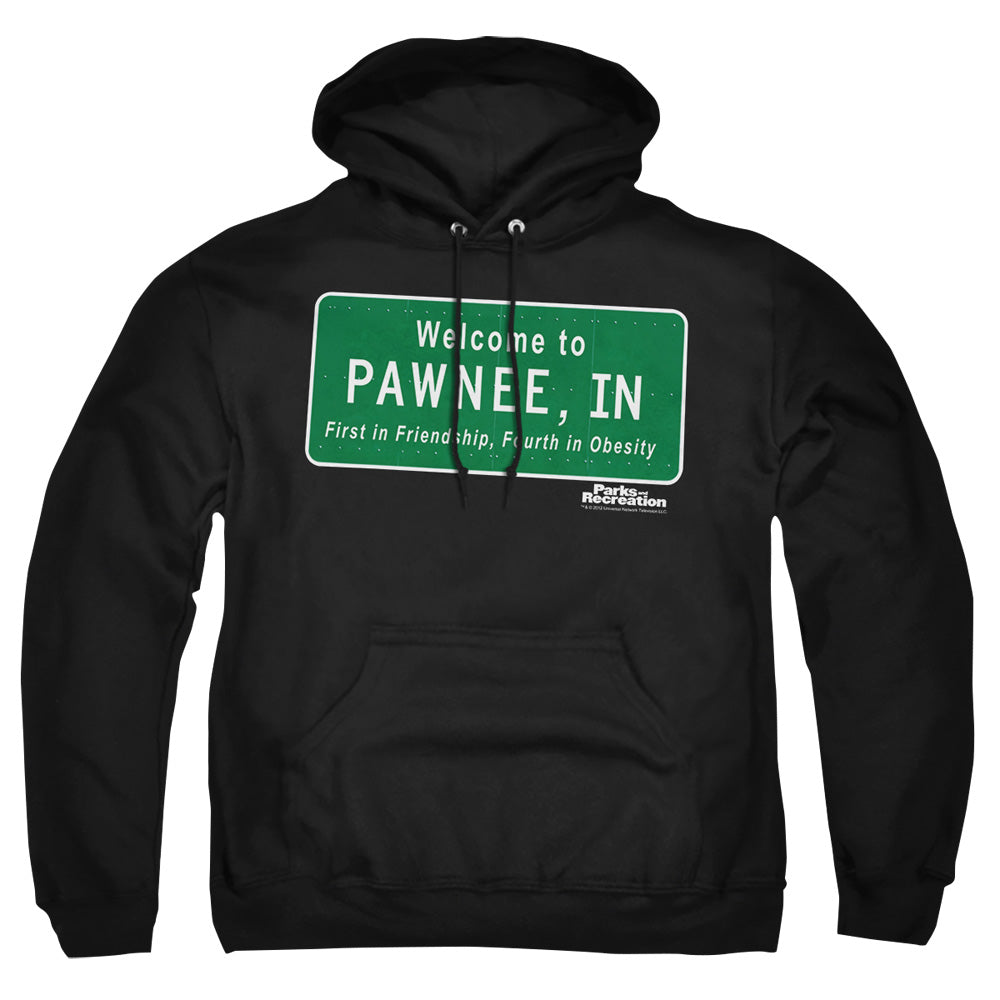 Parks And Rec - Pawnee Sign - Adult Pull-over Hoodie - Black