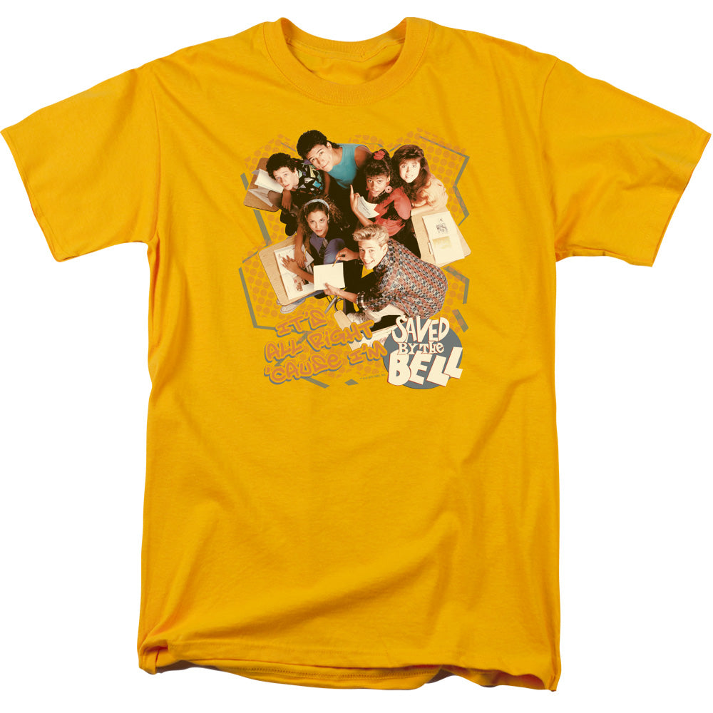 Saved By The Bell - Its All Right - Short Sleeve Adult 18/1 - Gold T-shirt