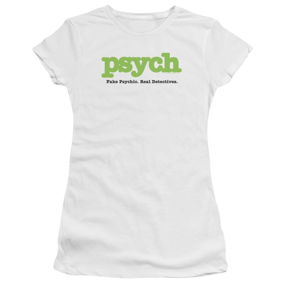 Psych - Title - Short Sleeve Junior Sheer - White T-shirt