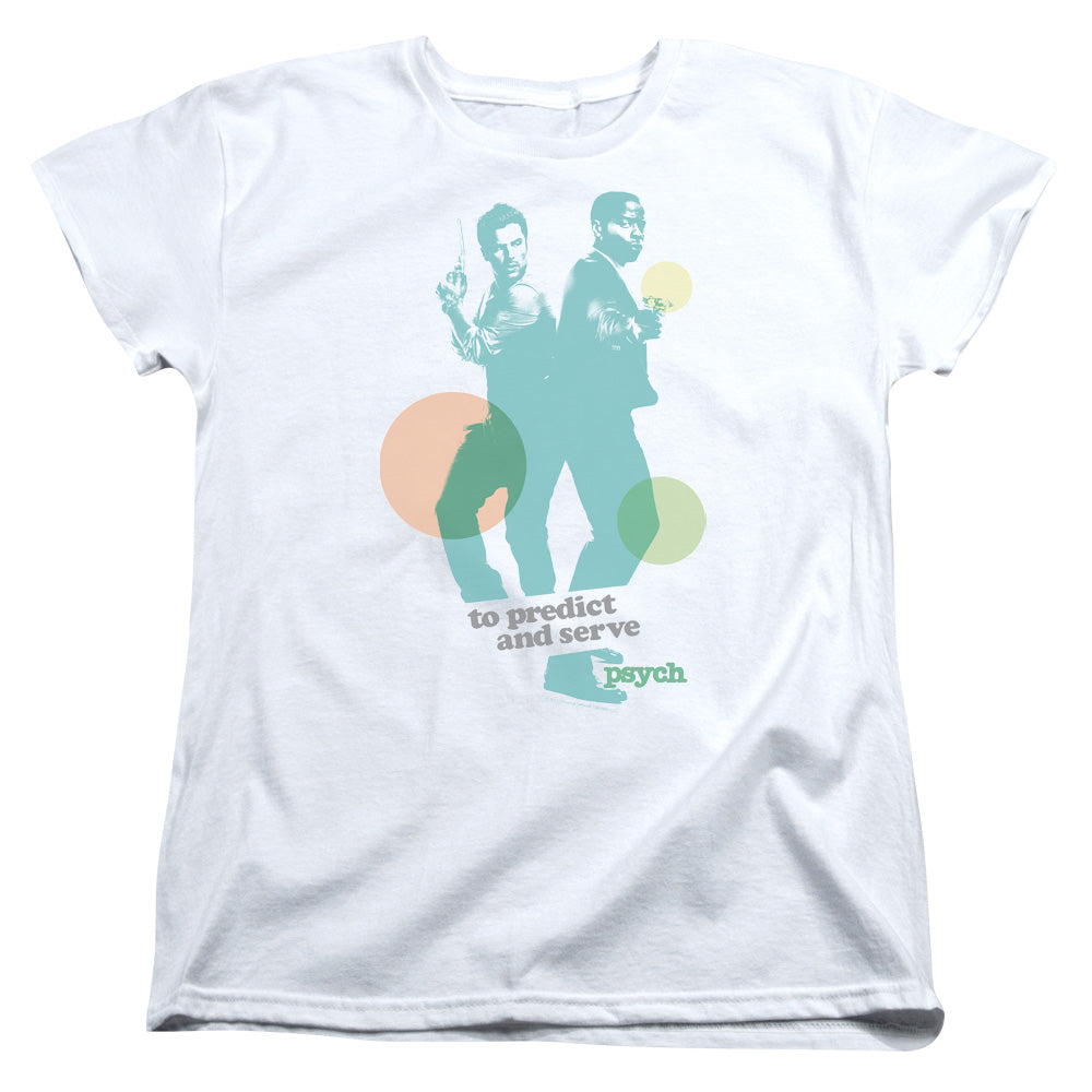 Psych - Predict And Serve - Short Sleeve Womens Tee - White T-shirt