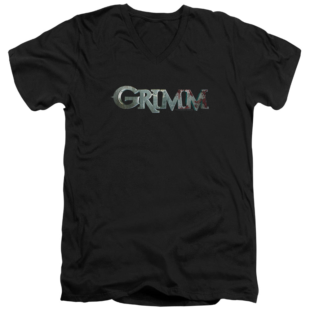 Grimm - Bloody Logo - Short Sleeve Adult V-neck 30/1 - Black T-shirt