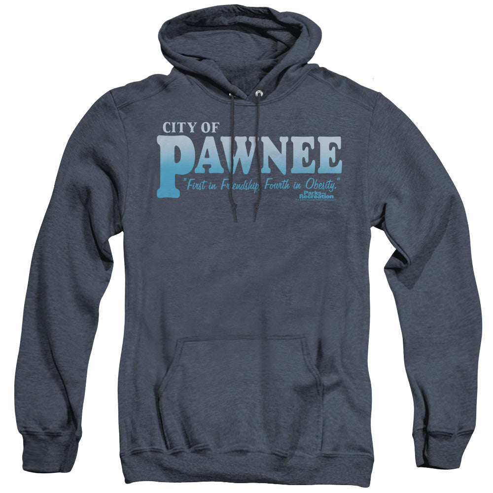 Parks And Rec - Pawnee - Adult Heather Hoodie - Navy